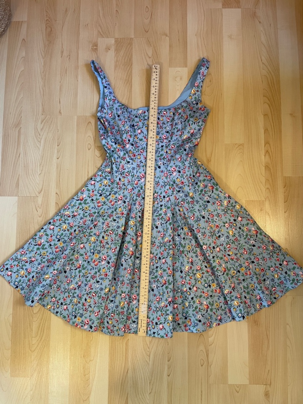 Betsey Johnson Retro Vintage Style Blue Floral Midi Dress, Size 8 - Picture 11 of 11